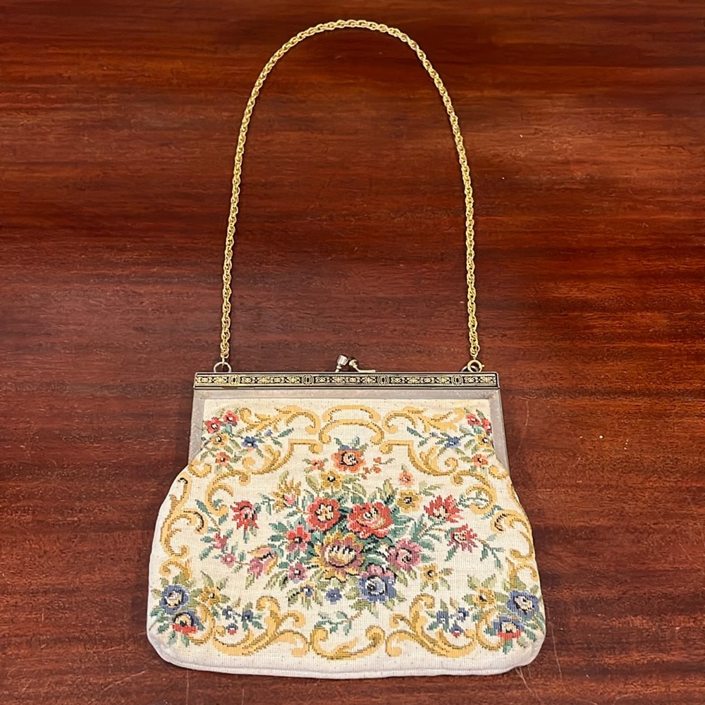 1960’s-70’s Handmade Floral Tapestry purse.
